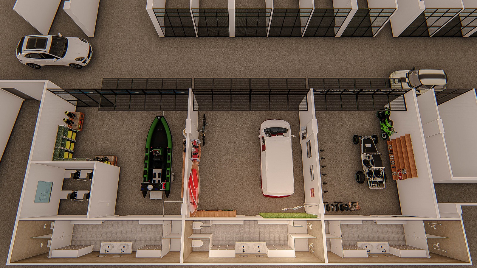 Vista cenital de las cocheras - Parking Centro Tarifa