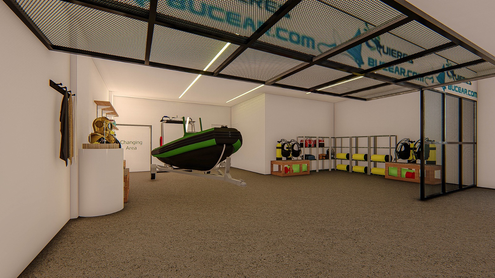 Interior espacioso de las cocheras en Tarifa